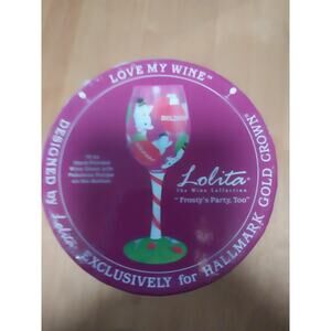 Lolita Frosty's Party, Too Hand-Painted Wine Glass 15 oz Holiday Snowman Design